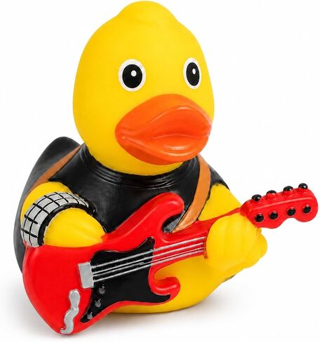 3 Inch DUCKY CITY Rock n Roll Rubber Duck [Sealed, Floats Upright] for Jeeps, Guitar Music Bath Toy for Kids and Toddlers, Baby Safe Funny Duck Gift, Collectible Rubber Duckies, Party Favor in Kuwait