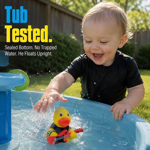 3 Inch DUCKY CITY Rock n Roll Rubber Duck [Sealed, Floats Upright] for Jeeps, Guitar Music Bath Toy for Kids and Toddlers, Baby Safe Funny Duck Gift, Collectible Rubber Duckies, Party Favor in Kuwait
