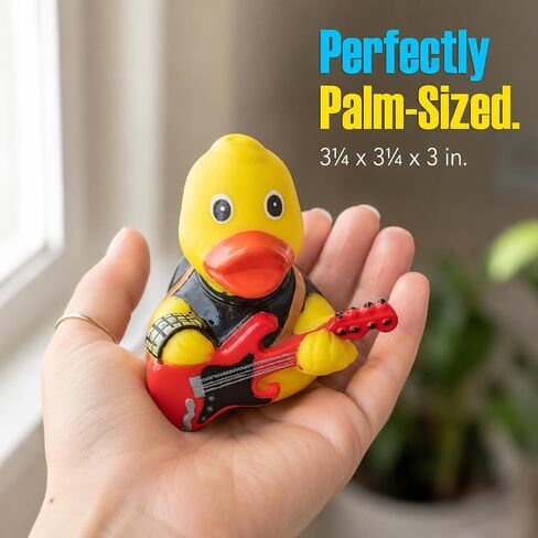 3 Inch DUCKY CITY Rock n Roll Rubber Duck [Sealed, Floats Upright] for Jeeps, Guitar Music Bath Toy for Kids and Toddlers, Baby Safe Funny Duck Gift, Collectible Rubber Duckies, Party Favor in Kuwait