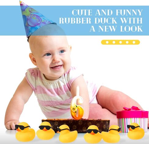 Chivao 100 Pcs Rubber Ducks with Sunglasses in Bulk Mini Yellow Rubber Duck Gifts Squeak Bath Float Bathtub Toys for Cruise Gift Exchange Birthday Party Supplies in Kuwait