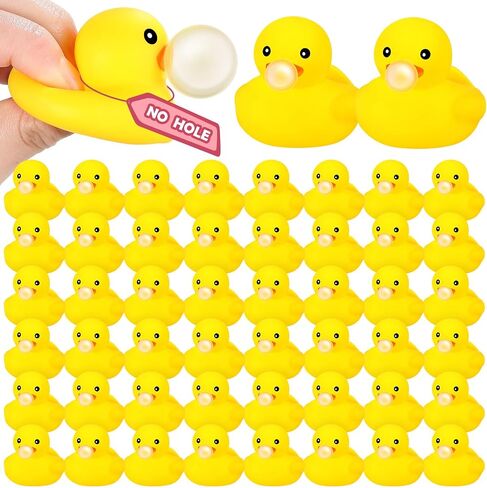 Deekin 48 Pcs Funny Yellow Rubber Ducks 2.2 Inch with Bubble Mouth, Cruise Waterproof Floating Ducks for Summer Pool, White Elephant Party Favors Adult Gag Gifts Beach Birthday Decorations Pranks in Kuwait