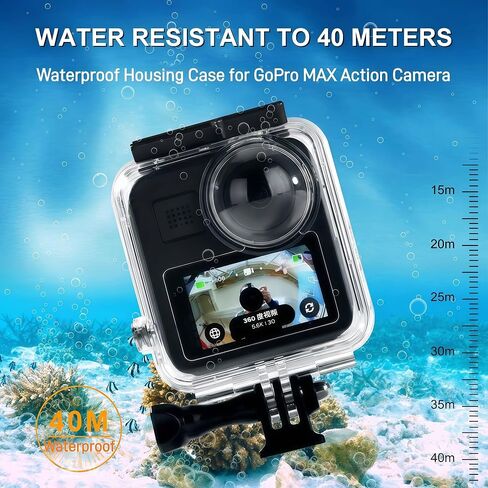 Waterproof Housing Case for GoPro MAX Action Camera, 40M Underwater Diving Protective Diving Case Shell for GoPro MAX with Bracket Mount Accessories kit (Not for MAX 360 2025) in Kuwait
