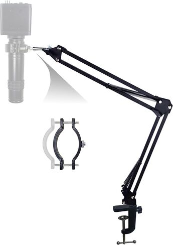Microscope Arm Stand for C Mount Lens Industrial HDMI Microscope Camera Electronic Soldering PCB Repairing, Adjustable Clamp 1.02-2.04 inch in Kuwait