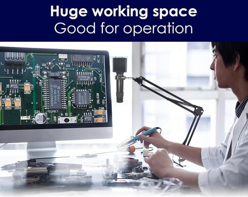 Microscope Arm Stand for C Mount Lens Industrial HDMI Microscope Camera Electronic Soldering PCB Repairing, Adjustable Clamp 1.02-2.04 inch in Kuwait