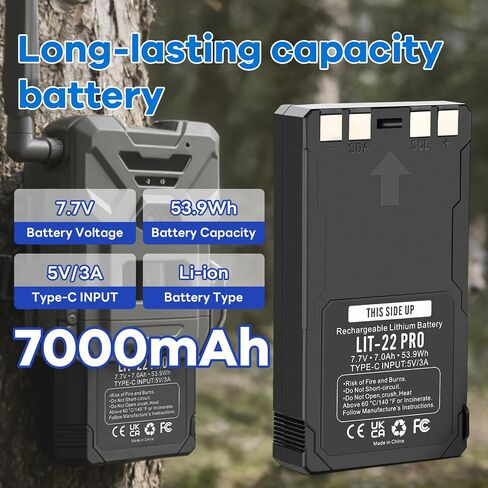 MULS 2-Pack LIT-22 Pro 7000mAh Battery for Spypoint Hunting Trail Camera | Compatible with Spypoint Flex-M, G-36, Plus, Flex-S Cellular Trail Cameras Rechargeable Lithium Battery Includes Type-C Cable in Saudi Arabia