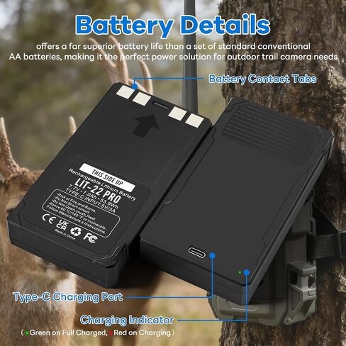 MULS 2-Pack LIT-22 Pro 7000mAh Battery for Spypoint Hunting Trail Camera | Compatible with Spypoint Flex-M, G-36, Plus, Flex-S Cellular Trail Cameras Rechargeable Lithium Battery Includes Type-C Cable in Saudi Arabia