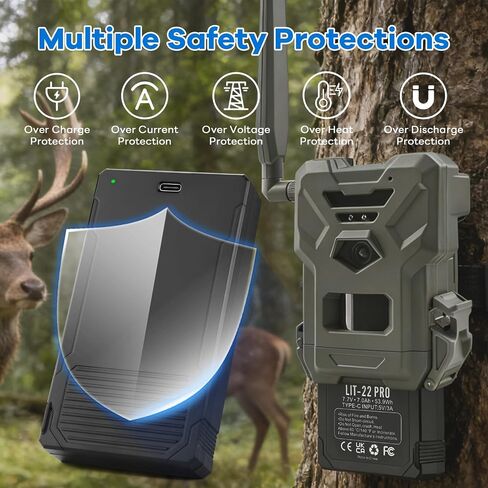 MULS 2-Pack LIT-22 Pro 7000mAh Battery for Spypoint Hunting Trail Camera | Compatible with Spypoint Flex-M, G-36, Plus, Flex-S Cellular Trail Cameras Rechargeable Lithium Battery Includes Type-C Cable in Saudi Arabia
