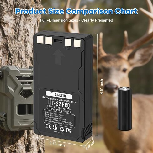 MULS 2-Pack LIT-22 Pro 7000mAh Battery for Spypoint Hunting Trail Camera | Compatible with Spypoint Flex-M, G-36, Plus, Flex-S Cellular Trail Cameras Rechargeable Lithium Battery Includes Type-C Cable in Saudi Arabia