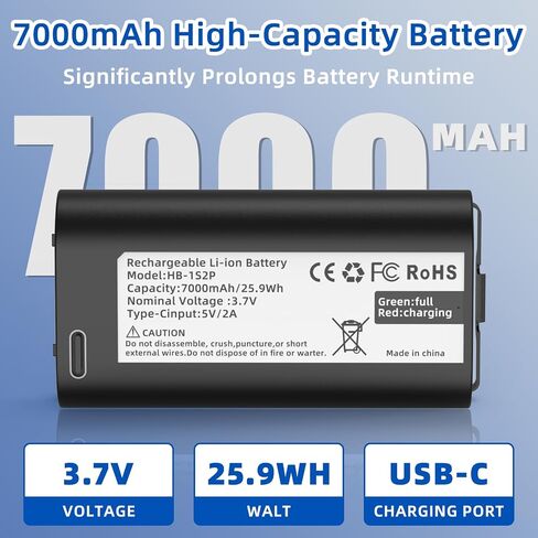 SAPBJ 7000mAh Replacement Battery for myQ Smart Garage Video Keypad | Upgraded Capacity Rechargeable Lithium-Ion Battery, Delivery Extended Run, Come with Type-C Charging Cable in Saudi Arabia
