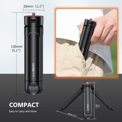 VRIG TP05 Extendable Mini Camera Tripod with 1/4" Screw, Portable Desktop Tripod Selfie Stick Handle Grip Handheld Mount for Camera Vlog Cell Phone Holder Fill-in Light Gimbal Grip Stabilizer in Kuwait