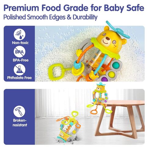 HOLA Montessori Toys for 1 Year Old Boys-Rattle Teething Baby Toys 0-6 & 6-12 Months, Silicone Pull String Sensory Toys for 1 Year Old Girl Gifts Christmas Stocking Stuffers in Kuwait