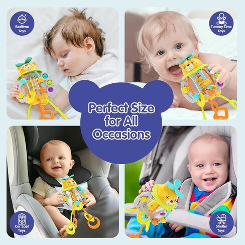 HOLA Montessori Toys for 1 Year Old Boys-Rattle Teething Baby Toys 0-6 & 6-12 Months, Silicone Pull String Sensory Toys for 1 Year Old Girl Gifts Christmas Stocking Stuffers in Kuwait