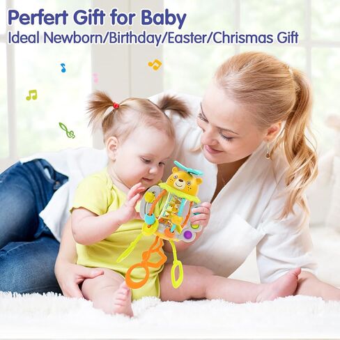 HOLA Montessori Toys for 1 Year Old Boys-Rattle Teething Baby Toys 0-6 & 6-12 Months, Silicone Pull String Sensory Toys for 1 Year Old Girl Gifts Christmas Stocking Stuffers in Kuwait
