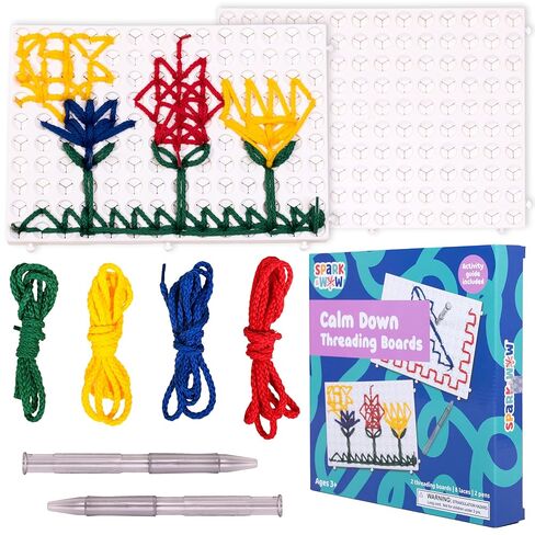 SPARK & WOW Calm Down Threading Boards, Set of 2, Sensory Activity Board | Autism Toys for Play Therapy, ADHD Toys for Sensory Play in Kuwait