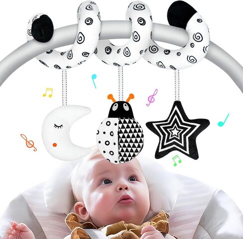 XIXILAND Car Seat Toys Baby Toys 0-3 Months Developmental, Stroller Toys Infant Toys 0-6 Months Newborn Toys, Carseat Toys for Infants 0-12 Months with Dinosaur, Lion Mirror, Teether in Kuwait