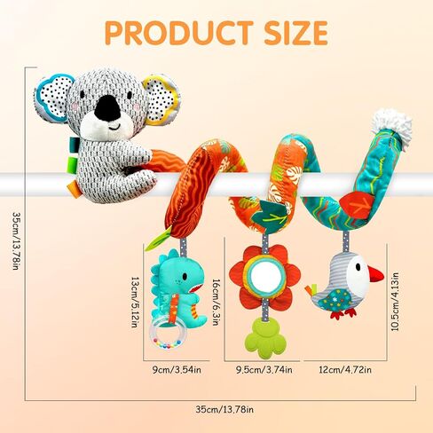 XIXILAND Car Seat Toys Baby Toys 0-3 Months Developmental, Stroller Toys Infant Toys 0-6 Months Newborn Toys, Carseat Toys for Infants 0-12 Months with Dinosaur, Lion Mirror, Teether in Kuwait