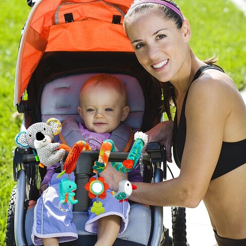 XIXILAND Car Seat Toys Baby Toys 0-3 Months Developmental, Stroller Toys Infant Toys 0-6 Months Newborn Toys, Carseat Toys for Infants 0-12 Months with Dinosaur, Lion Mirror, Teether in Kuwait