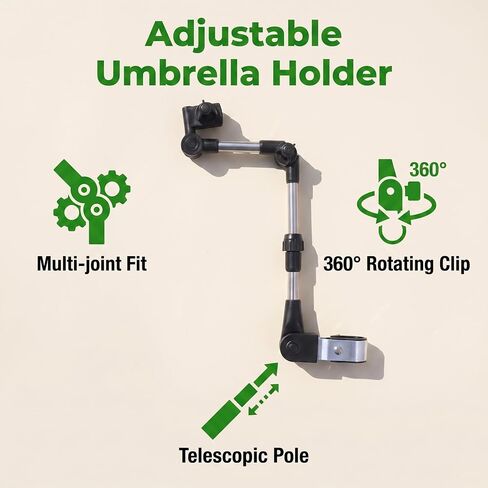 Stroller Umbrella Attachment,Umbrellas Connector Clip to Handlebar,Holder for Stroller,360 Degree Adjustable Universal Clamp for Golf Cart,Wheelchair, Beach Chair,Fishing, Beach Camping Gear in Kuwait