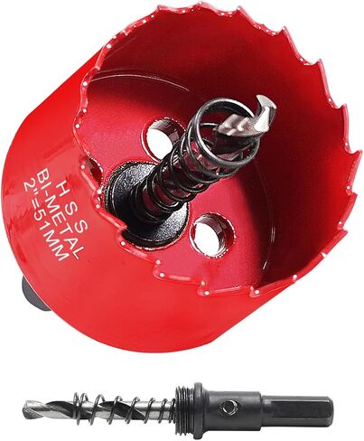 HYCHIKA 2 Inch/51mm Hole Saw,Bi-Metal Cutter Hole Max Cutting Depth 32mm with 1 Arbor Drill Bit for Wood Cutting Cornhole Plastic Drywall Boards Fiberboard in Kuwait