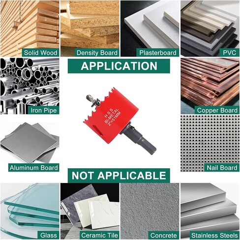 HYCHIKA 2 Inch/51mm Hole Saw,Bi-Metal Cutter Hole Max Cutting Depth 32mm with 1 Arbor Drill Bit for Wood Cutting Cornhole Plastic Drywall Boards Fiberboard in Kuwait
