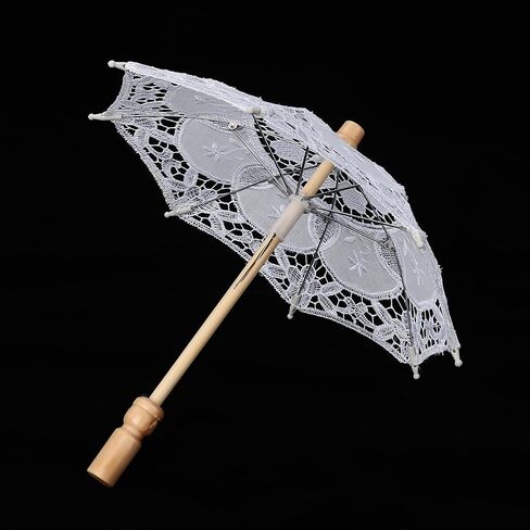 Hilitand Silk Lace Handmade Umbrella, Wedding Bride Photography Parasol with Solid Wood Handle for Wedding Decoration Photo Props in Kuwait