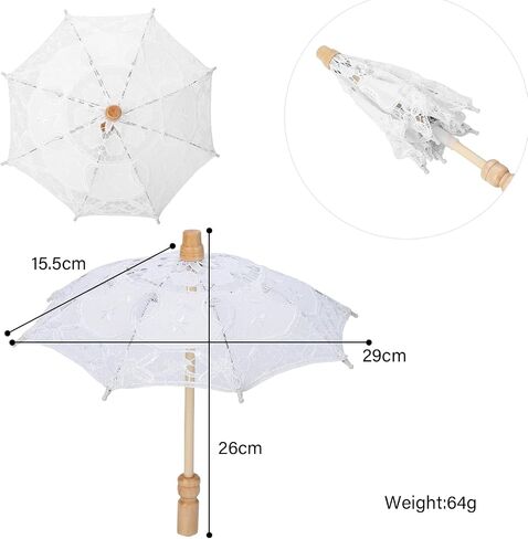 Hilitand Silk Lace Handmade Umbrella, Wedding Bride Photography Parasol with Solid Wood Handle for Wedding Decoration Photo Props in Kuwait