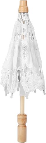 Hilitand Silk Lace Handmade Umbrella, Wedding Bride Photography Parasol with Solid Wood Handle for Wedding Decoration Photo Props in Kuwait