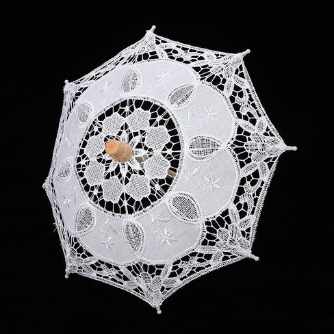 Hilitand Silk Lace Handmade Umbrella, Wedding Bride Photography Parasol with Solid Wood Handle for Wedding Decoration Photo Props in Kuwait