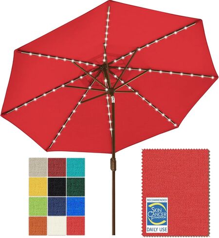 EliteShade 1 Set of 9ft Umbrella with Lights (Logo Red) & Hitch Mount Umbrella Holder in Kuwait