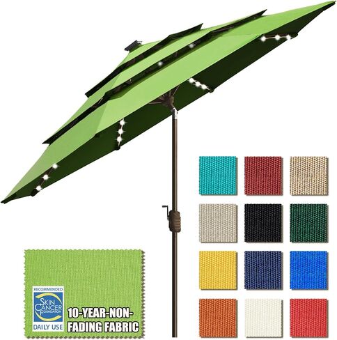 EliteShade 1 Set of 9ft 3-Tier Umbrella with Lights (Macaw Green) & Hitch Mount Umbrella Holder in Kuwait