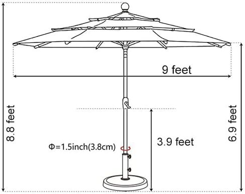 EliteShade 1 Set of 9ft 3-Tier Umbrella with Lights (Macaw Green) & Hitch Mount Umbrella Holder in Kuwait