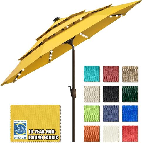 EliteShade 1 Set of 9ft 3-Tier Umbrella with Lights (Sunflower Yellow) & Hitch Mount Umbrella Holder in Kuwait