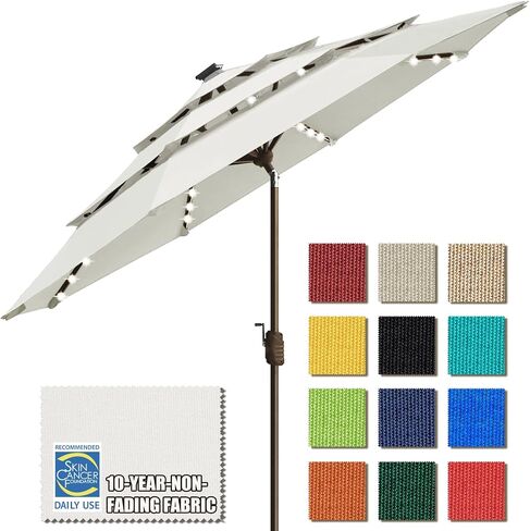 EliteShade 1 Set of 9ft 3-Tier Umbrella with Lights (White) & Hitch Mount Umbrella Holder in Kuwait