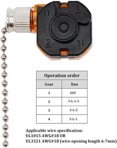 1pc 3089TB-1 Ceiling Fan Light Lamp Replacement Parts 3position 4 Wire Pull Chain Control Light Switches Pull Switch in Kuwait