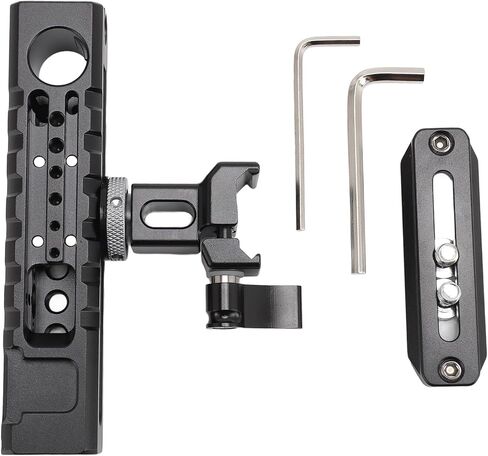 Universal Camera Cage Top Handle Grip, Adjustable Aluminum Alloy Rig with Cold Shoe Mount, 1/4 and 3/8 Inch Screw Holes, Removable Slider for Hole, for Microphones and Accessories in Kuwait