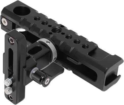 Universal Camera Cage Top Handle Grip, Adjustable Aluminum Alloy Rig with Cold Shoe Mount, 1/4 and 3/8 Inch Screw Holes, Removable Slider for Hole, for Microphones and Accessories in Kuwait
