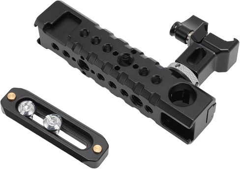 Universal Camera Cage Top Handle Grip, Adjustable Aluminum Alloy Rig with Cold Shoe Mount, 1/4 and 3/8 Inch Screw Holes, Removable Slider for Hole, for Microphones and Accessories in Kuwait
