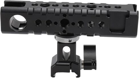 Universal Camera Cage Top Handle Grip, Adjustable Aluminum Alloy Rig with Cold Shoe Mount, 1/4 and 3/8 Inch Screw Holes, Removable Slider for Hole, for Microphones and Accessories in Kuwait