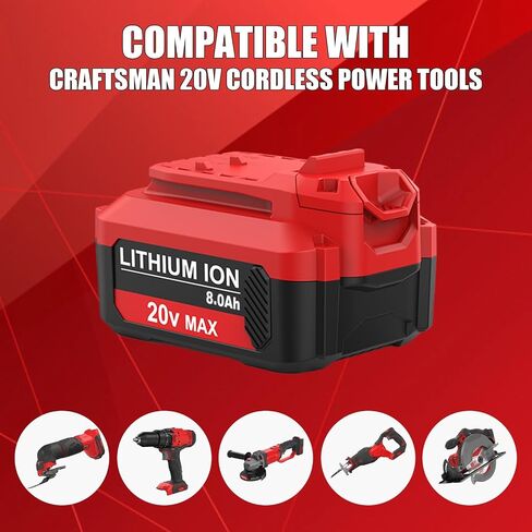 2 Packs 8000mAh Replacement for Craftsman 20V Battery CMCB206 | Compatible with Craftsman 20 Volt Batteries CMCB209 CMCB205 CMCB204 CMCB202 in Saudi Arabia