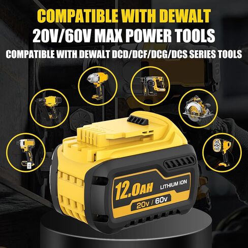 2 Packs 12Ah Replacement for Dewalt 20V/60V Battery and DCB102 Charger | Compatible with Dewalt 60 Volt Max Batteries DCB612 DCB609 DCB606 DCB208 DCB207 DCB206 DCB204 DCB203 DCB201 in Saudi Arabia