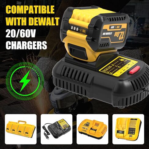 2 Packs 12Ah Replacement for Dewalt 20V/60V Battery and DCB102 Charger | Compatible with Dewalt 60 Volt Max Batteries DCB612 DCB609 DCB606 DCB208 DCB207 DCB206 DCB204 DCB203 DCB201 in Saudi Arabia
