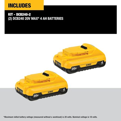 DEWALT 20V MAX 4 Ah Lithium Ion Battery 2-Pack (DCB240-2) in Kuwait