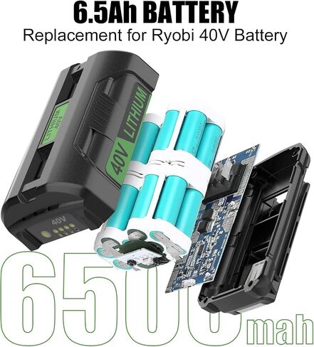 Upgraded 6.5Ah Replacement for Ryobi 40V Battery Compatible with Ryobi 40 Volt Lithium Batteries OP4026 OP40601 OP4050A OP4040 OP4030 OP4050 in Kuwait
