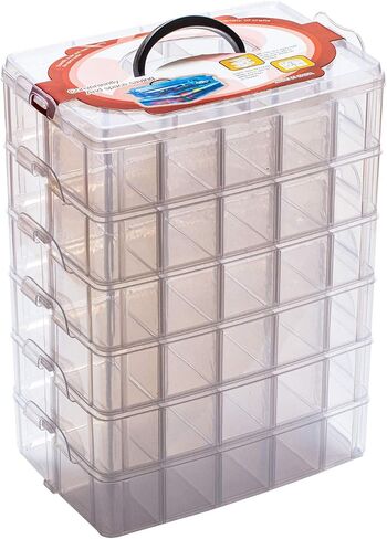 Sooyee 6 Layers Stackable Storage Container Clear 60 Adjustable Compartments, Compatible with Small Toys Arts and Crafts Piping Tips Hardware Storage Organizer in Kuwait