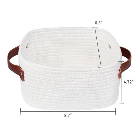 ABenkle Small Storage Basket, Mini Baskets with Handle, Cute Cotton Woven Baskets for Shelves, Boho Decorative Toy Storage Bin for Nursery, Spa, Empty Gift Basket - XS, White in Kuwait
