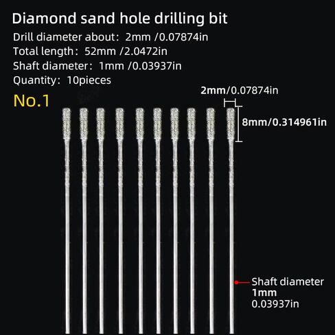 Drill Bit No. 1 2mm10pcs Set, Silicon Carbide Drill Bits, Jade Gemstone Drill Bits, Micro Solid Tip Drilling Bits, Suitable for Stone Jewelry Jade Dr (#1 2mm(10 Pieces) in Kuwait
