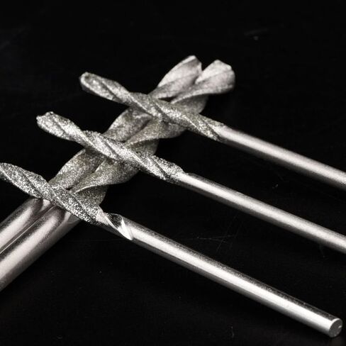 CHENJIN 20PCS Emery Twist Drill With Four Electric Grinding Collets Diamond Drill Bit Rotary Tools 1mm 1.5mm 2mm 2.5mm For Sea Glass Stone Shell Gem Processing Jewelry Making in Kuwait