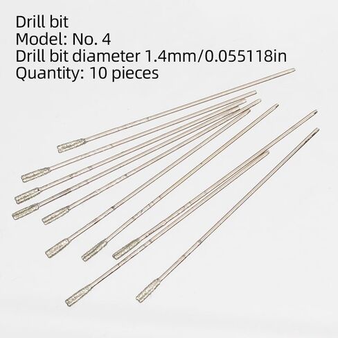 Drill bit No. 4 1.4mm 10pcs Set, Silicon Carbide Drill Bits, Jade Gemstone Drill Bits, Micro Solid Tip Drilling Bits, Suitable for Stone Jewelry Jade Dr (4 1.4mm(10 Pieces) in Kuwait