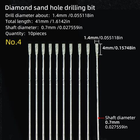 Drill bit No. 4 1.4mm 10pcs Set, Silicon Carbide Drill Bits, Jade Gemstone Drill Bits, Micro Solid Tip Drilling Bits, Suitable for Stone Jewelry Jade Dr (4 1.4mm(10 Pieces) in Kuwait