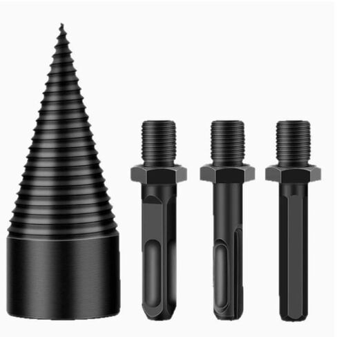 4Pcs 32mm Firewood Log Splitter Drill Bit Set, Heavy Duty Screw Cone Driver, Detachable Wood Splitting Drill Bits with Hex Square Round Shank for Electric Drill in Kuwait